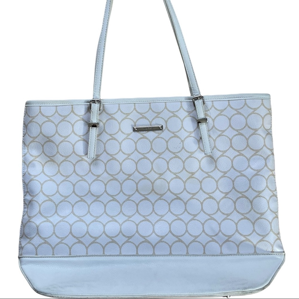 Nine West white and tan patterned tote NWT 😉🎁